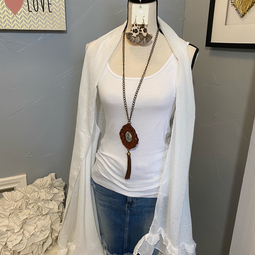 WHITE Kimono with Romantic Ruffle, One Size